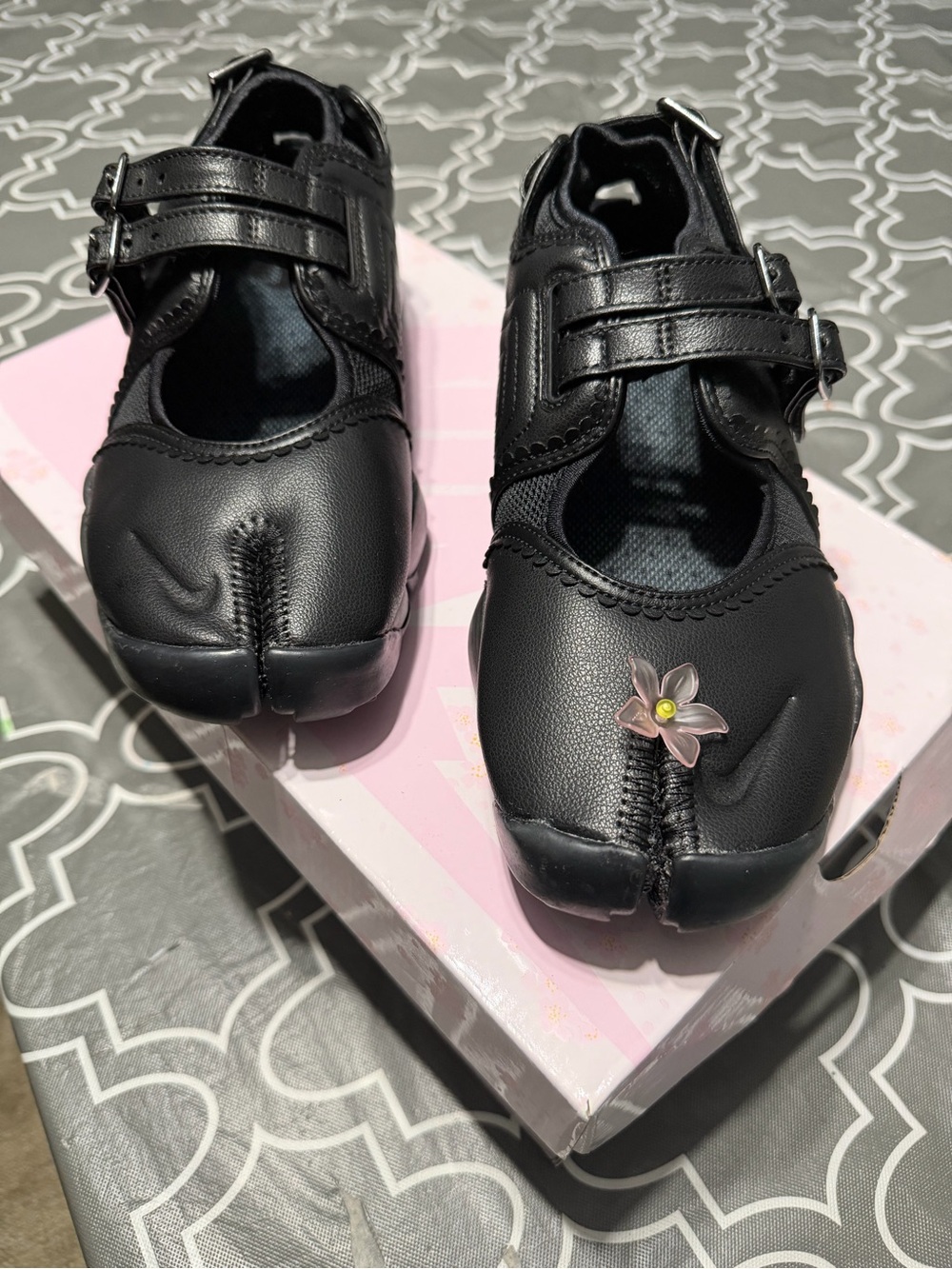 Nike Black Mary Jane Split-Toe Dress Shoes with Flower Accent